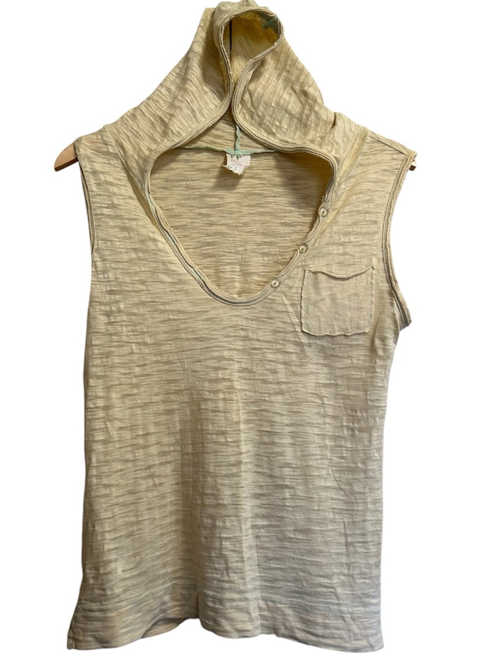 Vintage Free People 2000s Distressed Slub Sleeveless Hoodie S